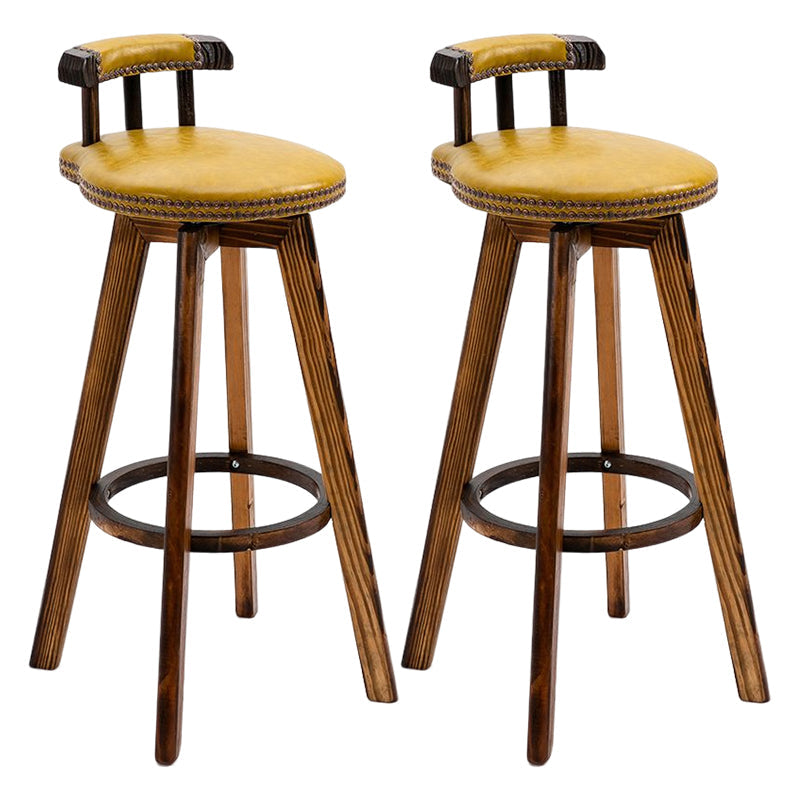 Tradition Armless Backrest Counter Stool Wood Household Bar Stool with Pedal Ginger 2 Piece Set Clearhalo 'Bar Furniture' 'Bar Stools' 'bar_stools' 'furn' 'furn_bar_stools' 'furniture_bar_stools' 'Kitchen & Dining Furniture' 'kitchen&dining_furn' 'kitchen' 'kitchen_furn' Furniture' 4512820