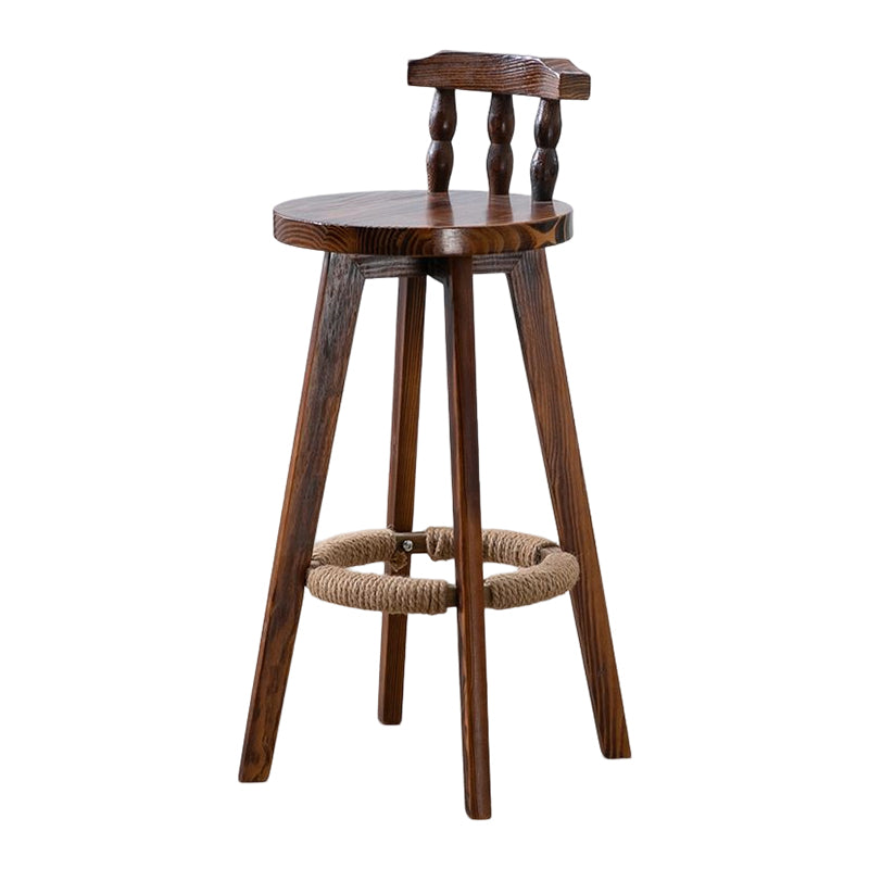 Tradition Armless Backrest Counter Stool Wood Household Bar Stool with Pedal Brown 1 Piece Clearhalo 'Bar Furniture' 'Bar Stools' 'bar_stools' 'furn' 'furn_bar_stools' 'furniture_bar_stools' 'Kitchen & Dining Furniture' 'kitchen&dining_furn' 'kitchen' 'kitchen_furn' Furniture' 4512822