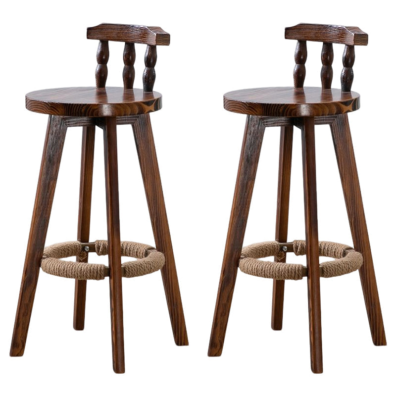 Tradition Armless Backrest Counter Stool Wood Household Bar Stool with Pedal Brown 2 Piece Set Clearhalo 'Bar Furniture' 'Bar Stools' 'bar_stools' 'furn' 'furn_bar_stools' 'furniture_bar_stools' 'Kitchen & Dining Furniture' 'kitchen&dining_furn' 'kitchen' 'kitchen_furn' Furniture' 4512823