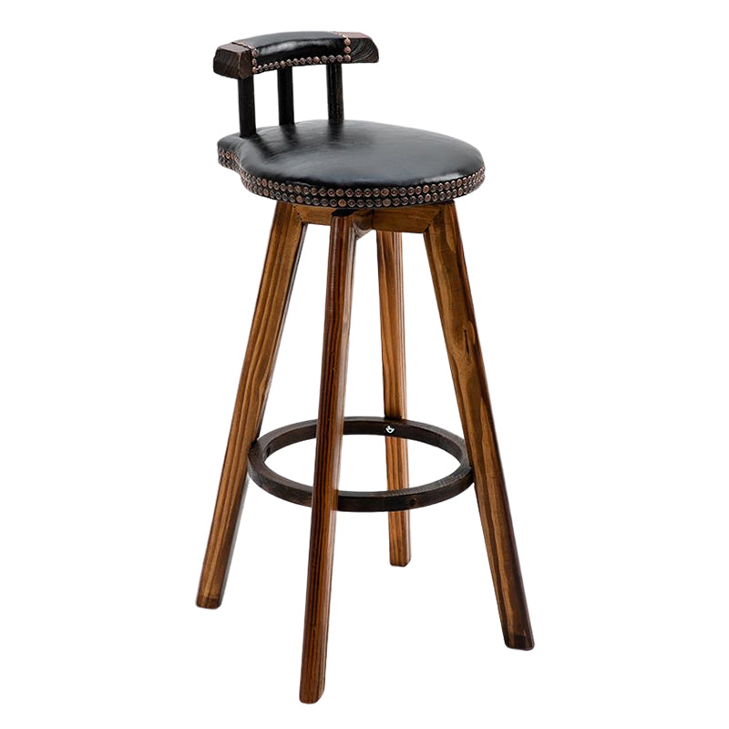 Tradition Armless Backrest Counter Stool Wood Household Bar Stool with Pedal Black 1 Piece Clearhalo 'Bar Furniture' 'Bar Stools' 'bar_stools' 'furn' 'furn_bar_stools' 'furniture_bar_stools' 'Kitchen & Dining Furniture' 'kitchen&dining_furn' 'kitchen' 'kitchen_furn' Furniture' 4512825