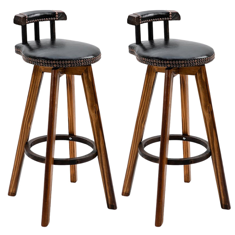 Tradition Armless Backrest Counter Stool Wood Household Bar Stool with Pedal Black 2 Piece Set Clearhalo 'Bar Furniture' 'Bar Stools' 'bar_stools' 'furn' 'furn_bar_stools' 'furniture_bar_stools' 'Kitchen & Dining Furniture' 'kitchen&dining_furn' 'kitchen' 'kitchen_furn' Furniture' 4512826