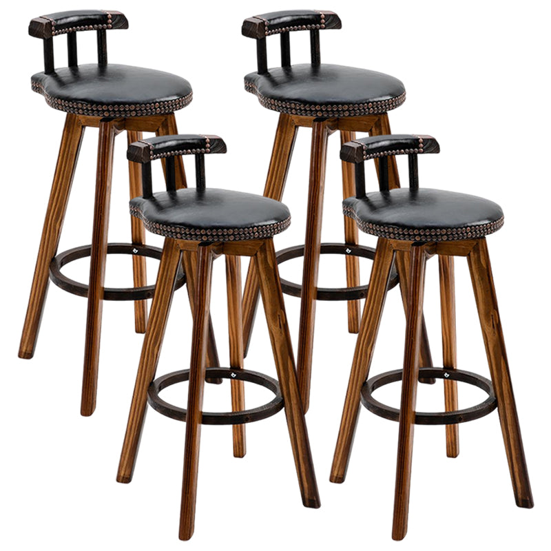 Tradition Armless Backrest Counter Stool Wood Household Bar Stool with Pedal Black 4 Piece Set Clearhalo 'Bar Furniture' 'Bar Stools' 'bar_stools' 'furn' 'furn_bar_stools' 'furniture_bar_stools' 'Kitchen & Dining Furniture' 'kitchen&dining_furn' 'kitchen' 'kitchen_furn' Furniture' 4512827
