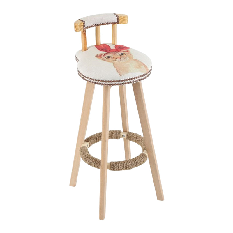 Tradition Armless Backrest Counter Stool Wood Household Bar Stool with Pedal White-Red 1 Piece Clearhalo 'Bar Furniture' 'Bar Stools' 'bar_stools' 'furn' 'furn_bar_stools' 'furniture_bar_stools' 'Kitchen & Dining Furniture' 'kitchen&dining_furn' 'kitchen' 'kitchen_furn' Furniture' 4512828
