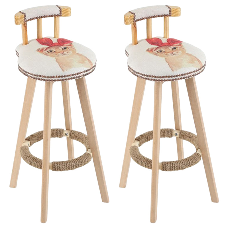 Tradition Armless Backrest Counter Stool Wood Household Bar Stool with Pedal White-Red 2 Piece Set Clearhalo 'Bar Furniture' 'Bar Stools' 'bar_stools' 'furn' 'furn_bar_stools' 'furniture_bar_stools' 'Kitchen & Dining Furniture' 'kitchen&dining_furn' 'kitchen' 'kitchen_furn' Furniture' 4512829