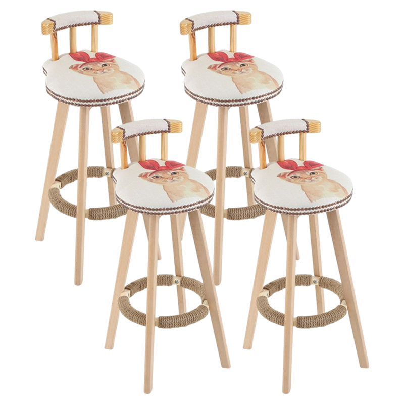 Tradition Armless Backrest Counter Stool Wood Household Bar Stool with Pedal White-Red 4 Piece Set Clearhalo 'Bar Furniture' 'Bar Stools' 'bar_stools' 'furn' 'furn_bar_stools' 'furniture_bar_stools' 'Kitchen & Dining Furniture' 'kitchen&dining_furn' 'kitchen' 'kitchen_furn' Furniture' 4512830