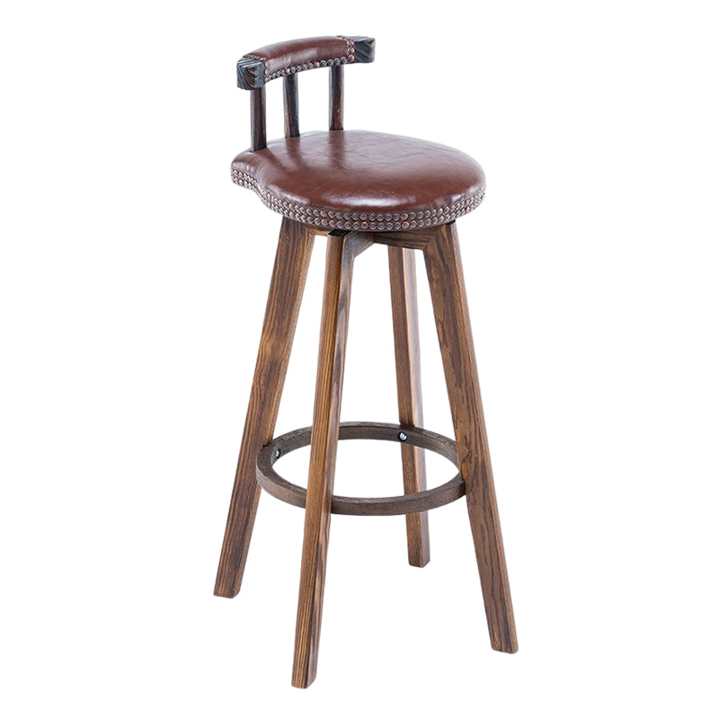 Tradition Armless Backrest Counter Stool Wood Household Bar Stool with Pedal Dark Brown 1 Piece Clearhalo 'Bar Furniture' 'Bar Stools' 'bar_stools' 'furn' 'furn_bar_stools' 'furniture_bar_stools' 'Kitchen & Dining Furniture' 'kitchen&dining_furn' 'kitchen' 'kitchen_furn' Furniture' 4512831
