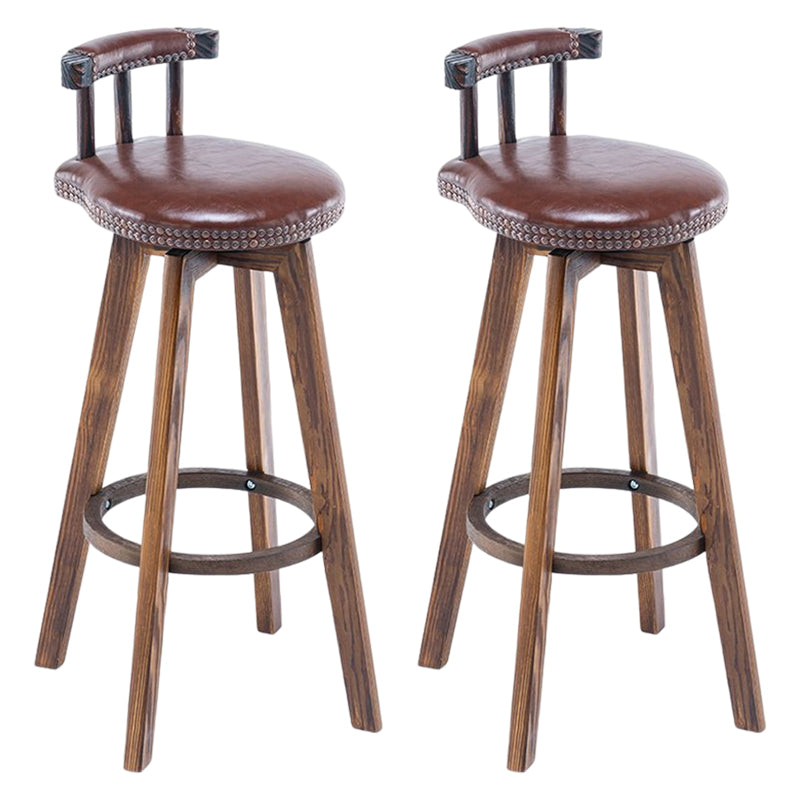 Tradition Armless Backrest Counter Stool Wood Household Bar Stool with Pedal Dark Brown 2 Piece Set Clearhalo 'Bar Furniture' 'Bar Stools' 'bar_stools' 'furn' 'furn_bar_stools' 'furniture_bar_stools' 'Kitchen & Dining Furniture' 'kitchen&dining_furn' 'kitchen' 'kitchen_furn' Furniture' 4512832