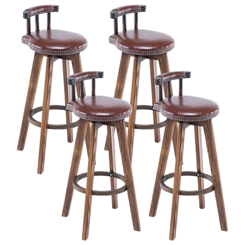 Tradition Armless Backrest Counter Stool Wood Household Bar Stool with Pedal Dark Brown 4 Piece Set Clearhalo 'Bar Furniture' 'Bar Stools' 'bar_stools' 'furn' 'furn_bar_stools' 'furniture_bar_stools' 'Kitchen & Dining Furniture' 'kitchen&dining_furn' 'kitchen' 'kitchen_furn' Furniture' 4512833
