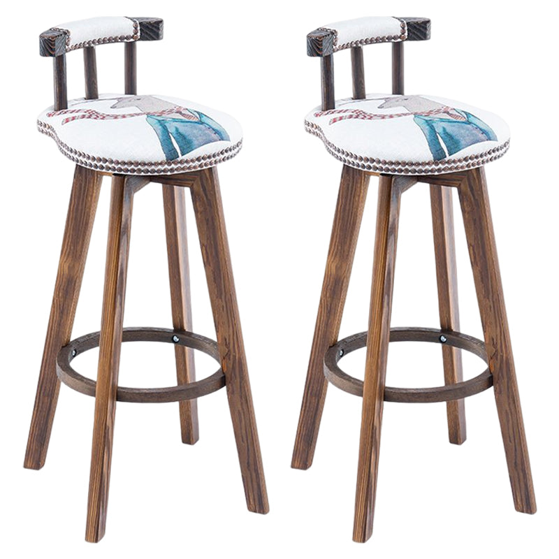 Tradition Armless Backrest Counter Stool Wood Household Bar Stool with Pedal White-Gray 1 Piece Clearhalo 'Bar Furniture' 'Bar Stools' 'bar_stools' 'furn' 'furn_bar_stools' 'furniture_bar_stools' 'Kitchen & Dining Furniture' 'kitchen&dining_furn' 'kitchen' 'kitchen_furn' Furniture' 4512838