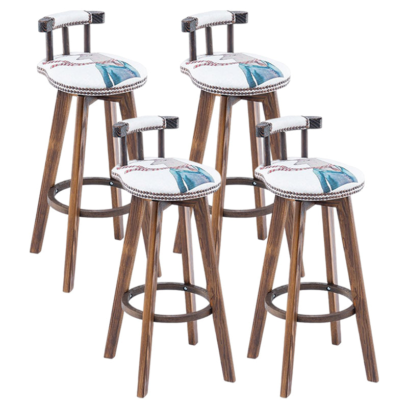 Tradition Armless Backrest Counter Stool Wood Household Bar Stool with Pedal White-Gray 4 Piece Set Clearhalo 'Bar Furniture' 'Bar Stools' 'bar_stools' 'furn' 'furn_bar_stools' 'furniture_bar_stools' 'Kitchen & Dining Furniture' 'kitchen&dining_furn' 'kitchen' 'kitchen_furn' Furniture' 4512839