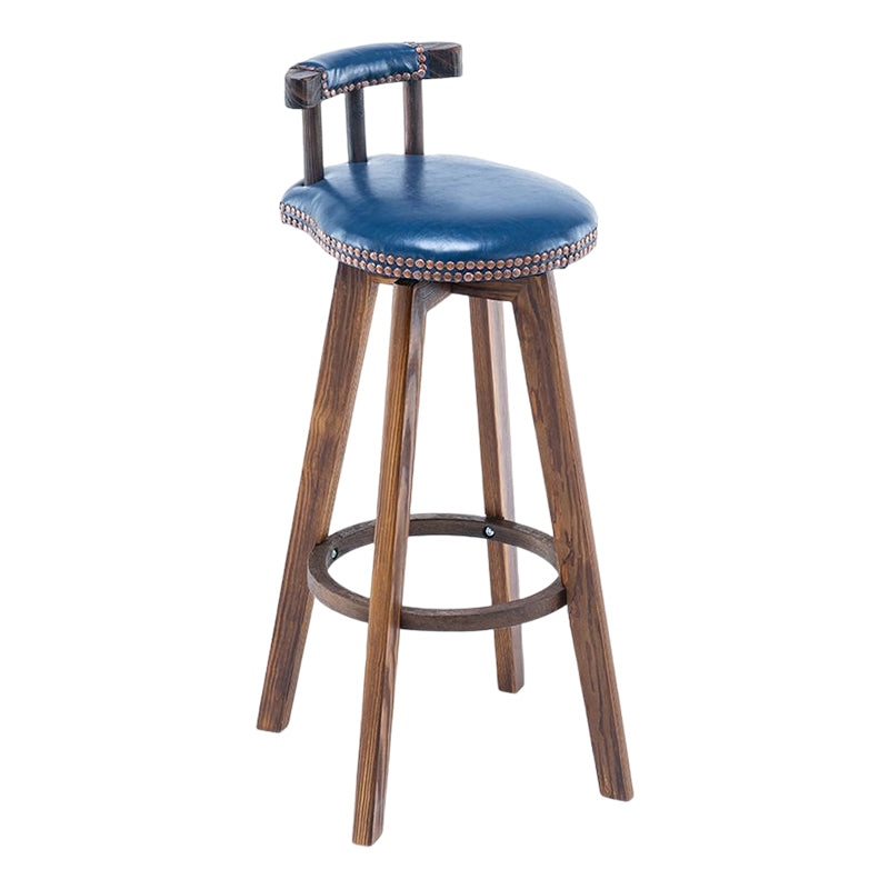 Tradition Armless Backrest Counter Stool Wood Household Bar Stool with Pedal Dark Blue 1 Piece Clearhalo 'Bar Furniture' 'Bar Stools' 'bar_stools' 'furn' 'furn_bar_stools' 'furniture_bar_stools' 'Kitchen & Dining Furniture' 'kitchen&dining_furn' 'kitchen' 'kitchen_furn' Furniture' 4512840