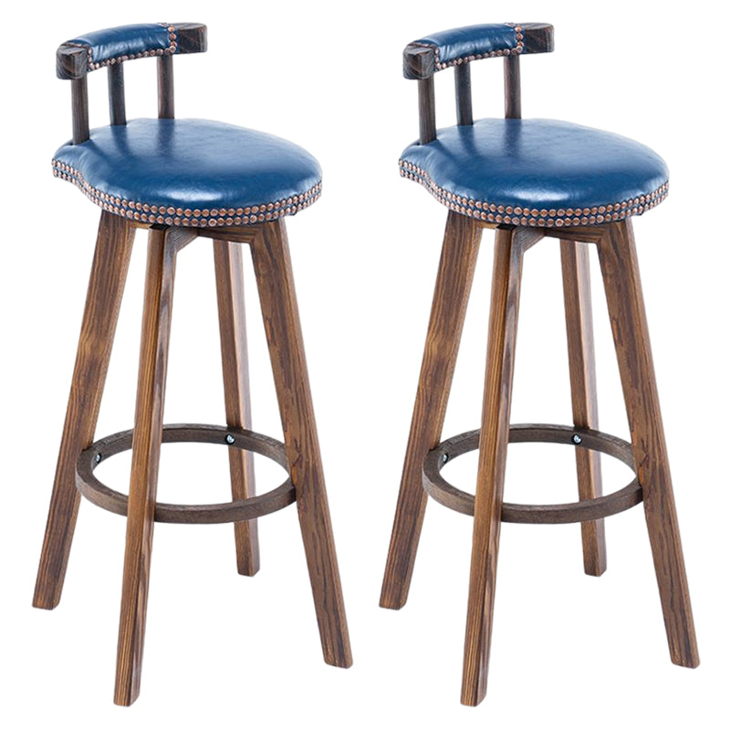 Tradition Armless Backrest Counter Stool Wood Household Bar Stool with Pedal Dark Blue 2 Piece Set Clearhalo 'Bar Furniture' 'Bar Stools' 'bar_stools' 'furn' 'furn_bar_stools' 'furniture_bar_stools' 'Kitchen & Dining Furniture' 'kitchen&dining_furn' 'kitchen' 'kitchen_furn' Furniture' 4512841