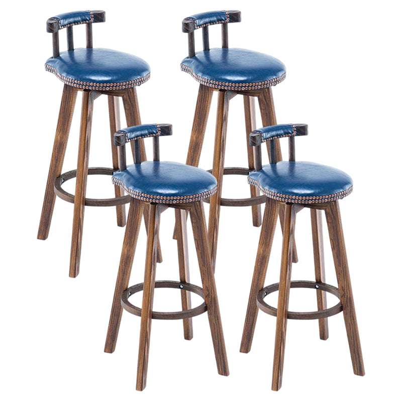 Tradition Armless Backrest Counter Stool Wood Household Bar Stool with Pedal Dark Blue 4 Piece Set Clearhalo 'Bar Furniture' 'Bar Stools' 'bar_stools' 'furn' 'furn_bar_stools' 'furniture_bar_stools' 'Kitchen & Dining Furniture' 'kitchen&dining_furn' 'kitchen' 'kitchen_furn' Furniture' 4512842
