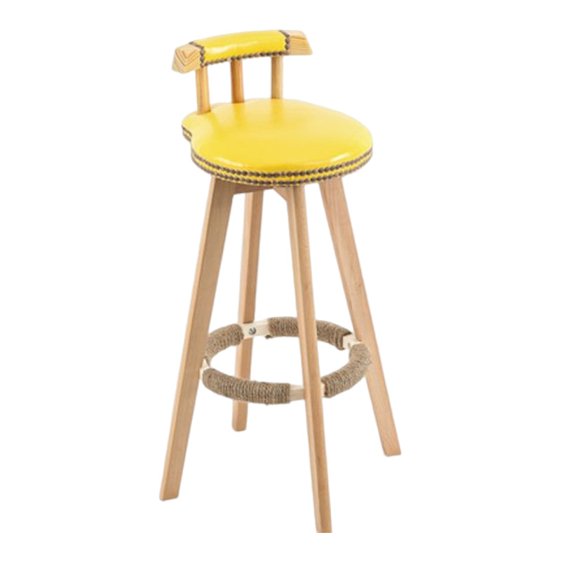 Tradition Armless Backrest Counter Stool Wood Household Bar Stool with Pedal Yellow 1 Piece Clearhalo 'Bar Furniture' 'Bar Stools' 'bar_stools' 'furn' 'furn_bar_stools' 'furniture_bar_stools' 'Kitchen & Dining Furniture' 'kitchen&dining_furn' 'kitchen' 'kitchen_furn' Furniture' 4512843