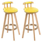 Tradition Armless Backrest Counter Stool Wood Household Bar Stool with Pedal Yellow 2 Piece Set Clearhalo 'Bar Furniture' 'Bar Stools' 'bar_stools' 'furn' 'furn_bar_stools' 'furniture_bar_stools' 'Kitchen & Dining Furniture' 'kitchen&dining_furn' 'kitchen' 'kitchen_furn' Furniture' 4512844