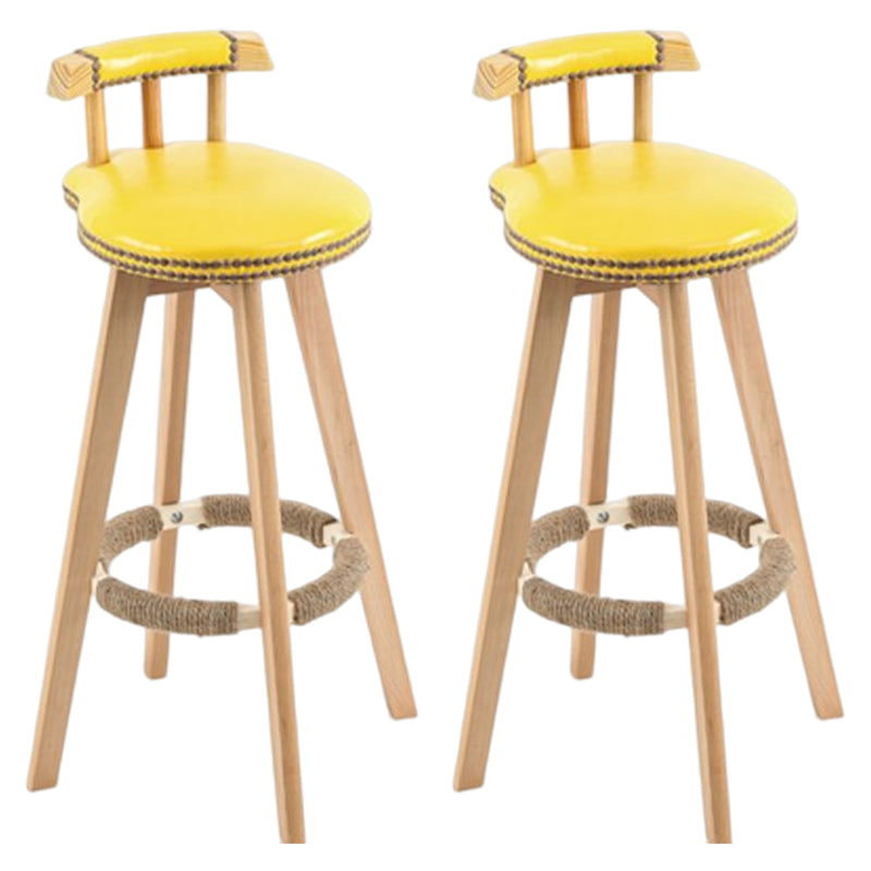 Tradition Armless Backrest Counter Stool Wood Household Bar Stool with Pedal Yellow 2 Piece Set Clearhalo 'Bar Furniture' 'Bar Stools' 'bar_stools' 'furn' 'furn_bar_stools' 'furniture_bar_stools' 'Kitchen & Dining Furniture' 'kitchen&dining_furn' 'kitchen' 'kitchen_furn' Furniture' 4512844