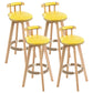 Tradition Armless Backrest Counter Stool Wood Household Bar Stool with Pedal Yellow 4 Piece Set Clearhalo 'Bar Furniture' 'Bar Stools' 'bar_stools' 'furn' 'furn_bar_stools' 'furniture_bar_stools' 'Kitchen & Dining Furniture' 'kitchen&dining_furn' 'kitchen' 'kitchen_furn' Furniture' 4512845