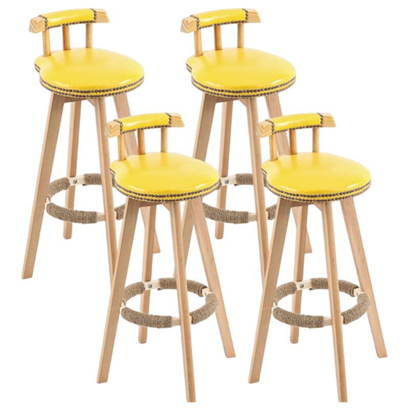 Tradition Armless Backrest Counter Stool Wood Household Bar Stool with Pedal Yellow 4 Piece Set Clearhalo 'Bar Furniture' 'Bar Stools' 'bar_stools' 'furn' 'furn_bar_stools' 'furniture_bar_stools' 'Kitchen & Dining Furniture' 'kitchen&dining_furn' 'kitchen' 'kitchen_furn' Furniture' 4512845