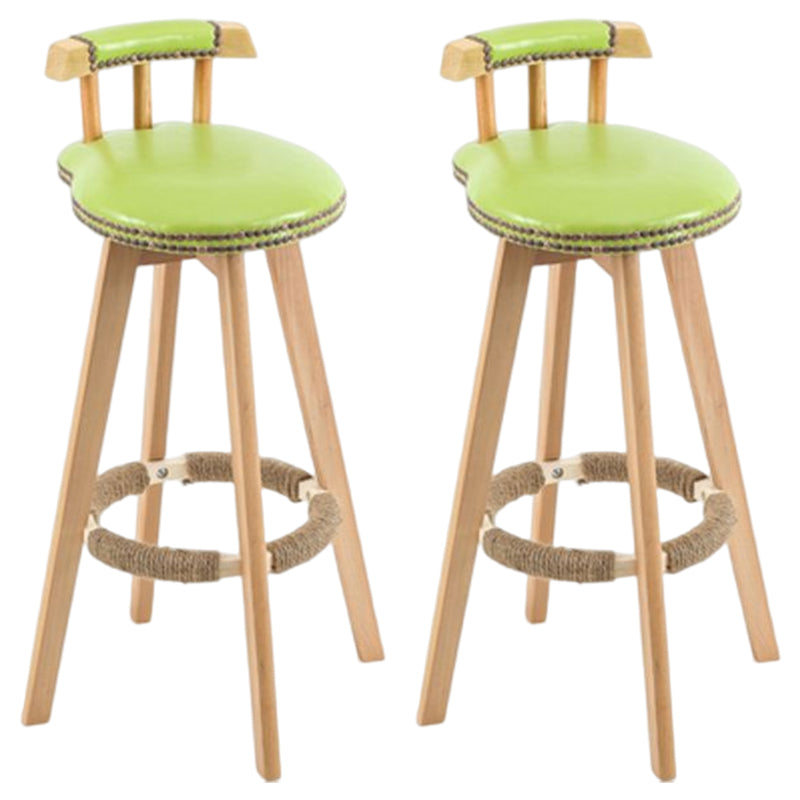 Tradition Armless Backrest Counter Stool Wood Household Bar Stool with Pedal Light Green 2 Piece Set Clearhalo 'Bar Furniture' 'Bar Stools' 'bar_stools' 'furn' 'furn_bar_stools' 'furniture_bar_stools' 'Kitchen & Dining Furniture' 'kitchen&dining_furn' 'kitchen' 'kitchen_furn' Furniture' 4512847