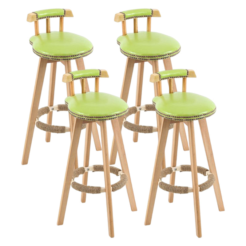Tradition Armless Backrest Counter Stool Wood Household Bar Stool with Pedal Light Green 4 Piece Set Clearhalo 'Bar Furniture' 'Bar Stools' 'bar_stools' 'furn' 'furn_bar_stools' 'furniture_bar_stools' 'Kitchen & Dining Furniture' 'kitchen&dining_furn' 'kitchen' 'kitchen_furn' Furniture' 4512848