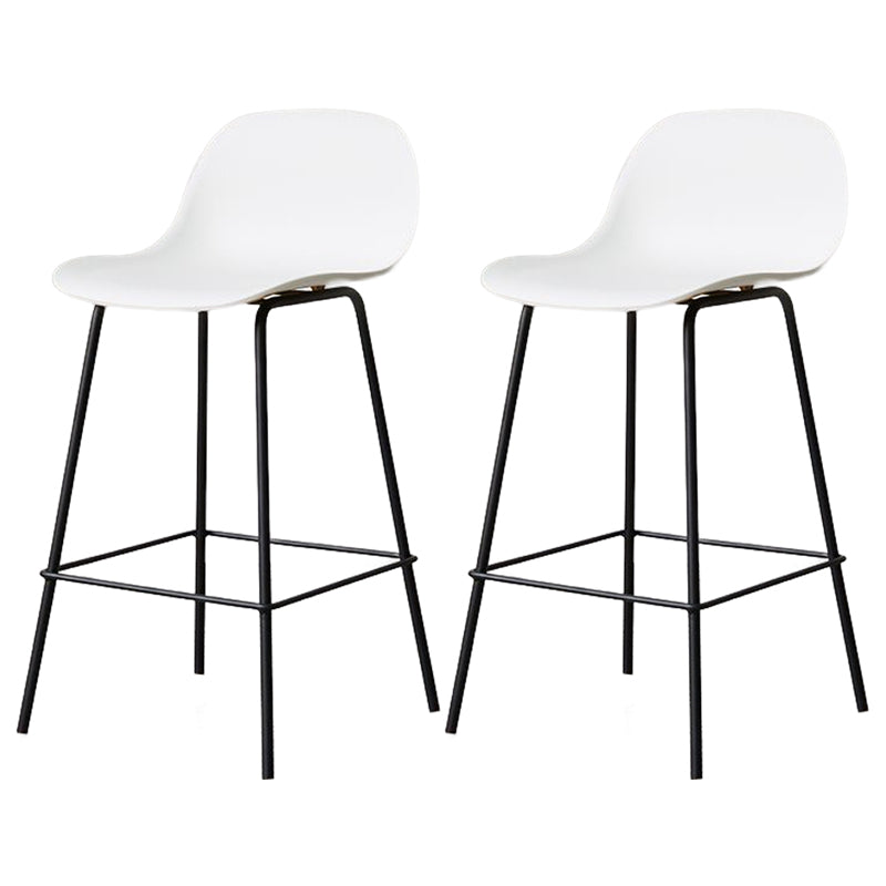 Modern Armless Backrest Counter Stool Iron Living Room Bar Stool with Pedal White 2 Piece Set Clearhalo 'Bar Furniture' 'Bar Stools' 'bar_stools' 'furn' 'furn_bar_stools' 'furniture_bar_stools' 'Kitchen & Dining Furniture' 'kitchen&dining_furn' 'kitchen' 'kitchen_furn' Furniture' 4512852
