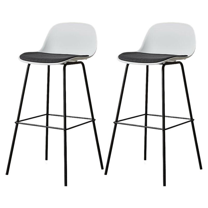 Modern Armless Backrest Counter Stool Iron Living Room Bar Stool with Pedal Light Gray 2 Piece Set Clearhalo 'Bar Furniture' 'Bar Stools' 'bar_stools' 'furn' 'furn_bar_stools' 'furniture_bar_stools' 'Kitchen & Dining Furniture' 'kitchen&dining_furn' 'kitchen' 'kitchen_furn' Furniture' 4512859