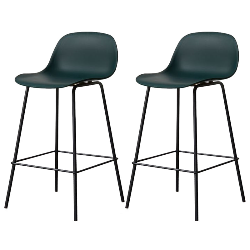 Modern Armless Backrest Counter Stool Iron Living Room Bar Stool with Pedal Blackish Green 2 Piece Set Clearhalo 'Bar Furniture' 'Bar Stools' 'bar_stools' 'furn' 'furn_bar_stools' 'furniture_bar_stools' 'Kitchen & Dining Furniture' 'kitchen&dining_furn' 'kitchen' 'kitchen_furn' Furniture' 4512864