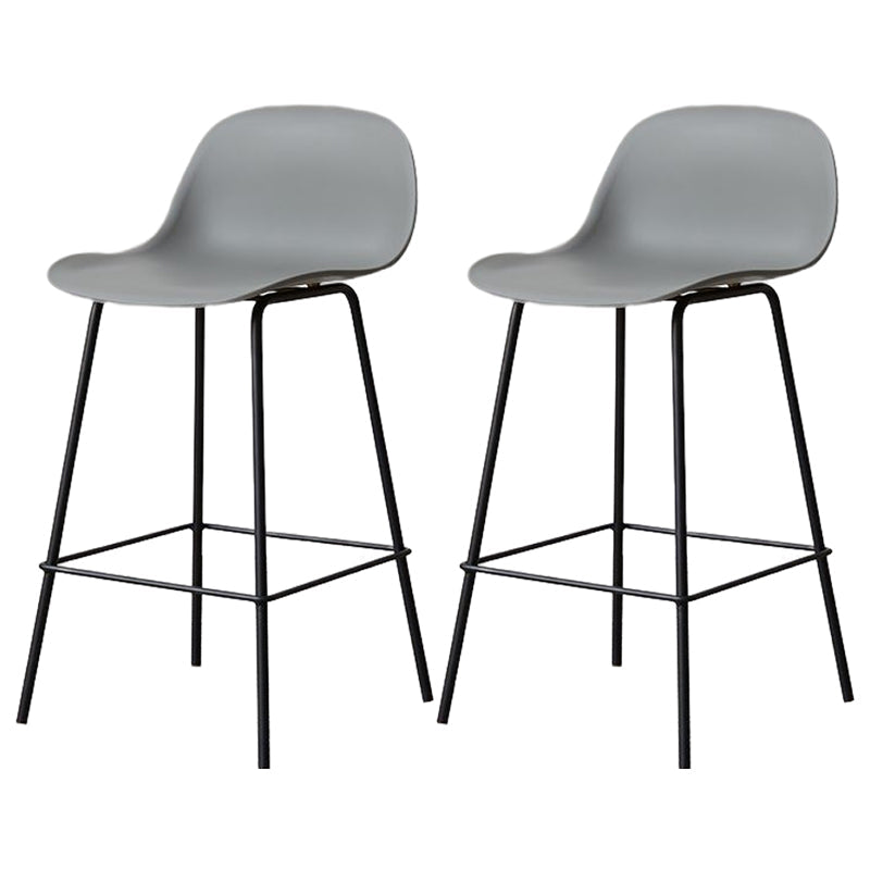 Modern Armless Backrest Counter Stool Iron Living Room Bar Stool with Pedal Grey 2 Piece Set Clearhalo 'Bar Furniture' 'Bar Stools' 'bar_stools' 'furn' 'furn_bar_stools' 'furniture_bar_stools' 'Kitchen & Dining Furniture' 'kitchen&dining_furn' 'kitchen' 'kitchen_furn' Furniture' 4512870