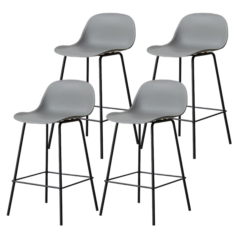 Modern Armless Backrest Counter Stool Iron Living Room Bar Stool with Pedal Grey 4 Piece Set Clearhalo 'Bar Furniture' 'Bar Stools' 'bar_stools' 'furn' 'furn_bar_stools' 'furniture_bar_stools' 'Kitchen & Dining Furniture' 'kitchen&dining_furn' 'kitchen' 'kitchen_furn' Furniture' 4512871