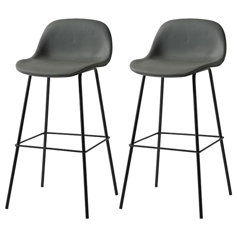 Modern Armless Backrest Counter Stool Iron Living Room Bar Stool with Pedal Dark Gray 2 Piece Set Clearhalo 'Bar Furniture' 'Bar Stools' 'bar_stools' 'furn' 'furn_bar_stools' 'furniture_bar_stools' 'Kitchen & Dining Furniture' 'kitchen&dining_furn' 'kitchen' 'kitchen_furn' Furniture' 4512876