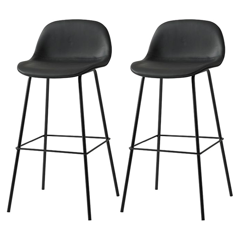 Modern Armless Backrest Counter Stool Iron Living Room Bar Stool with Pedal Black 2 Piece Set Clearhalo 'Bar Furniture' 'Bar Stools' 'bar_stools' 'furn' 'furn_bar_stools' 'furniture_bar_stools' 'Kitchen & Dining Furniture' 'kitchen&dining_furn' 'kitchen' 'kitchen_furn' Furniture' 4512879