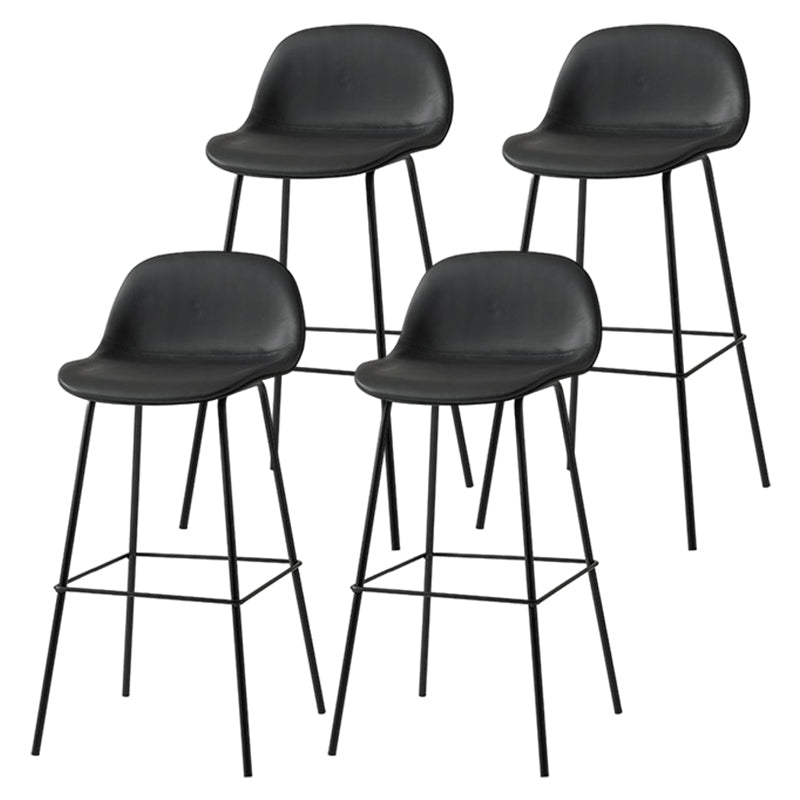 Modern Armless Backrest Counter Stool Iron Living Room Bar Stool with Pedal Black 4 Piece Set Clearhalo 'Bar Furniture' 'Bar Stools' 'bar_stools' 'furn' 'furn_bar_stools' 'furniture_bar_stools' 'Kitchen & Dining Furniture' 'kitchen&dining_furn' 'kitchen' 'kitchen_furn' Furniture' 4512880