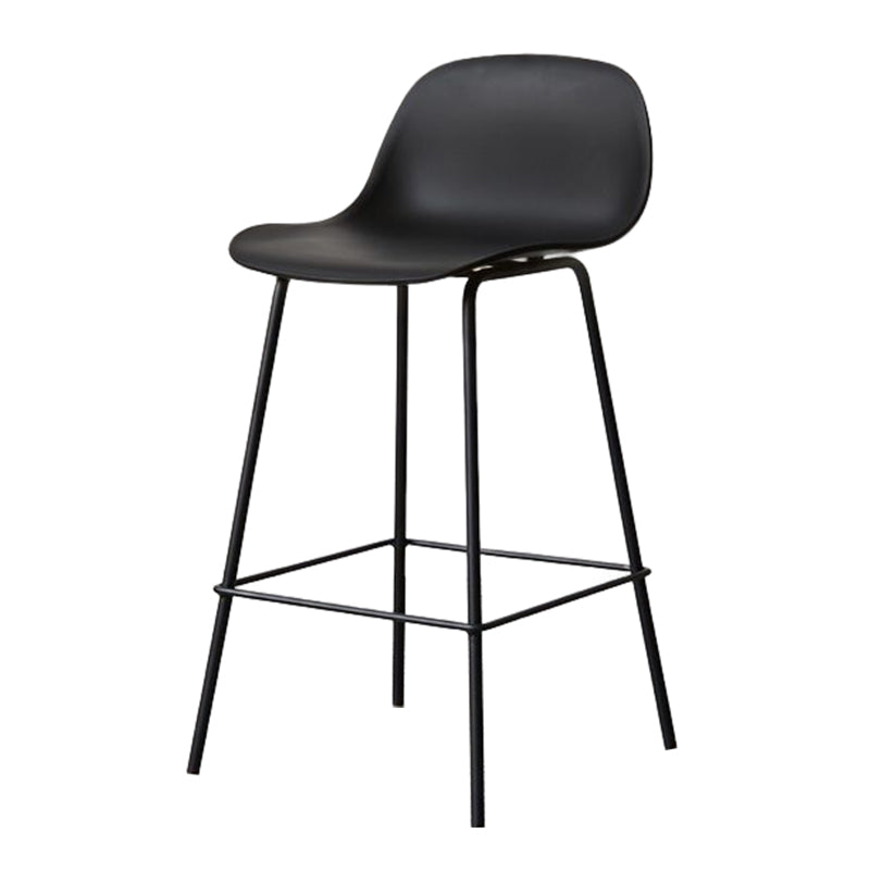 Modern Armless Backrest Counter Stool Iron Living Room Bar Stool with Pedal Gloss Black 1 Piece Clearhalo 'Bar Furniture' 'Bar Stools' 'bar_stools' 'furn' 'furn_bar_stools' 'furniture_bar_stools' 'Kitchen & Dining Furniture' 'kitchen&dining_furn' 'kitchen' 'kitchen_furn' Furniture' 4512881