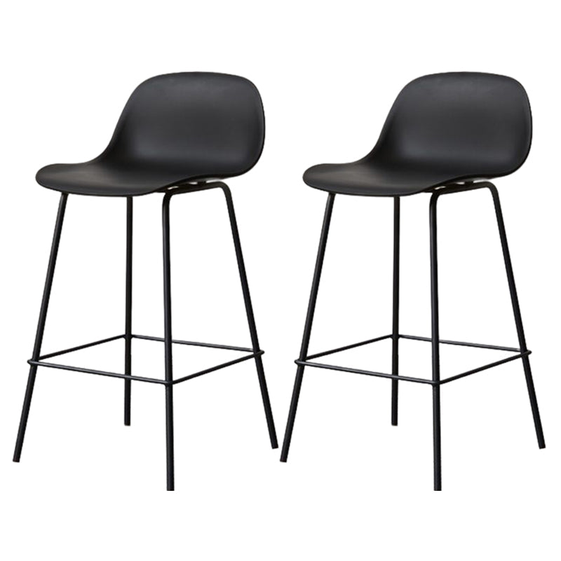 Modern Armless Backrest Counter Stool Iron Living Room Bar Stool with Pedal Gloss Black 2 Piece Set Clearhalo 'Bar Furniture' 'Bar Stools' 'bar_stools' 'furn' 'furn_bar_stools' 'furniture_bar_stools' 'Kitchen & Dining Furniture' 'kitchen&dining_furn' 'kitchen' 'kitchen_furn' Furniture' 4512882