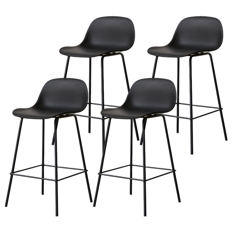 Modern Armless Backrest Counter Stool Iron Living Room Bar Stool with Pedal Gloss Black 4 Piece Set Clearhalo 'Bar Furniture' 'Bar Stools' 'bar_stools' 'furn' 'furn_bar_stools' 'furniture_bar_stools' 'Kitchen & Dining Furniture' 'kitchen&dining_furn' 'kitchen' 'kitchen_furn' Furniture' 4512883