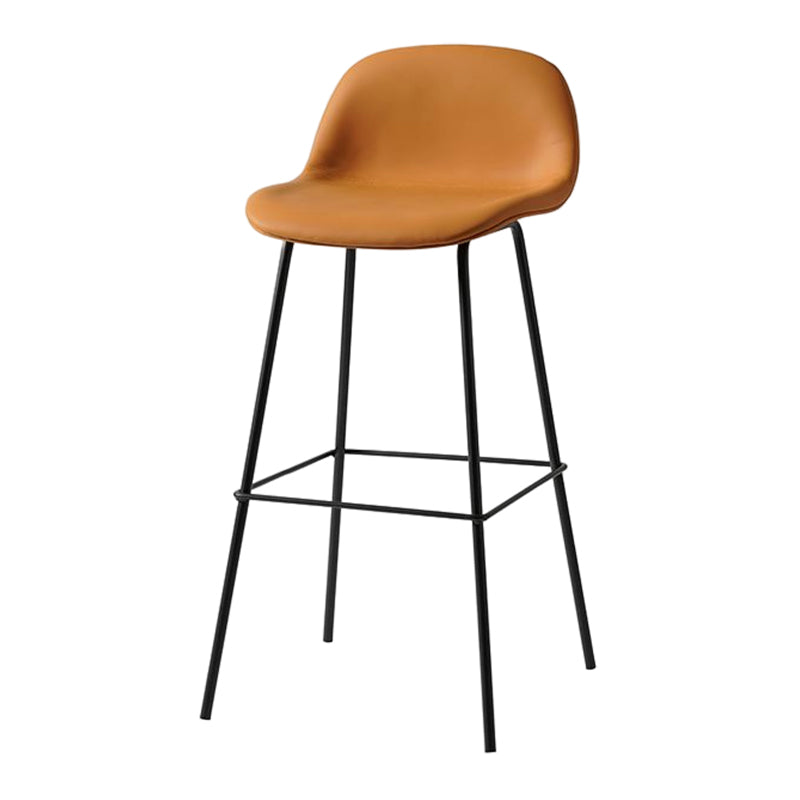 Modern Armless Backrest Counter Stool Iron Living Room Bar Stool with Pedal Brown 1 Piece Clearhalo 'Bar Furniture' 'Bar Stools' 'bar_stools' 'furn' 'furn_bar_stools' 'furniture_bar_stools' 'Kitchen & Dining Furniture' 'kitchen&dining_furn' 'kitchen' 'kitchen_furn' Furniture' 4512884