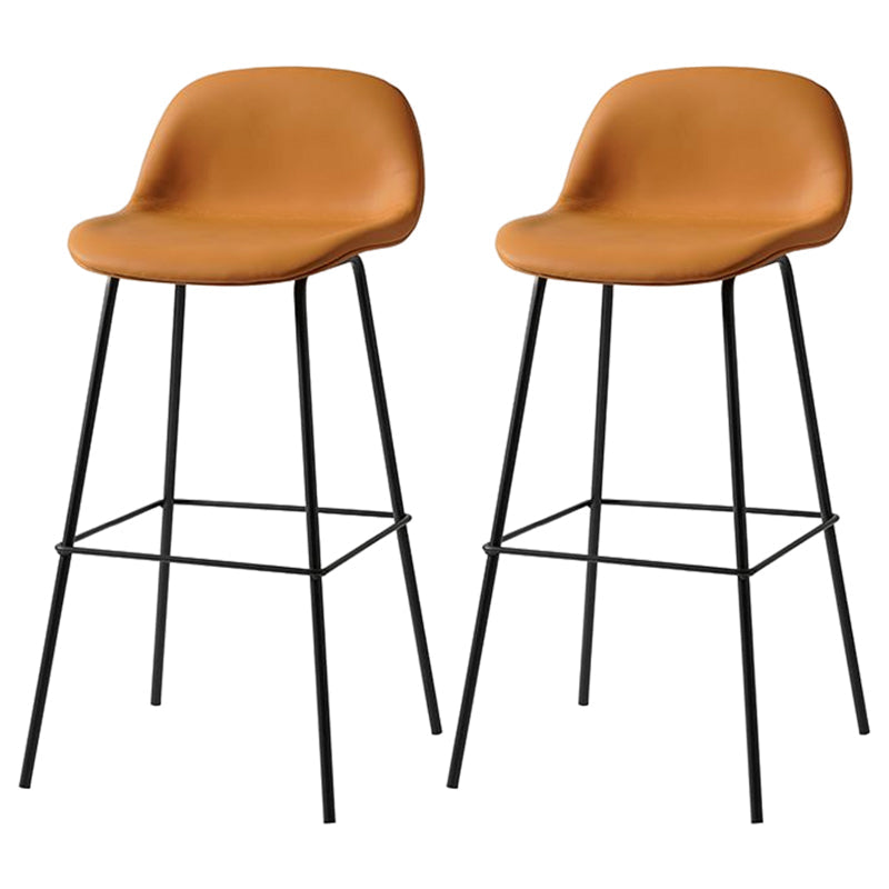 Modern Armless Backrest Counter Stool Iron Living Room Bar Stool with Pedal Brown 2 Piece Set Clearhalo 'Bar Furniture' 'Bar Stools' 'bar_stools' 'furn' 'furn_bar_stools' 'furniture_bar_stools' 'Kitchen & Dining Furniture' 'kitchen&dining_furn' 'kitchen' 'kitchen_furn' Furniture' 4512885