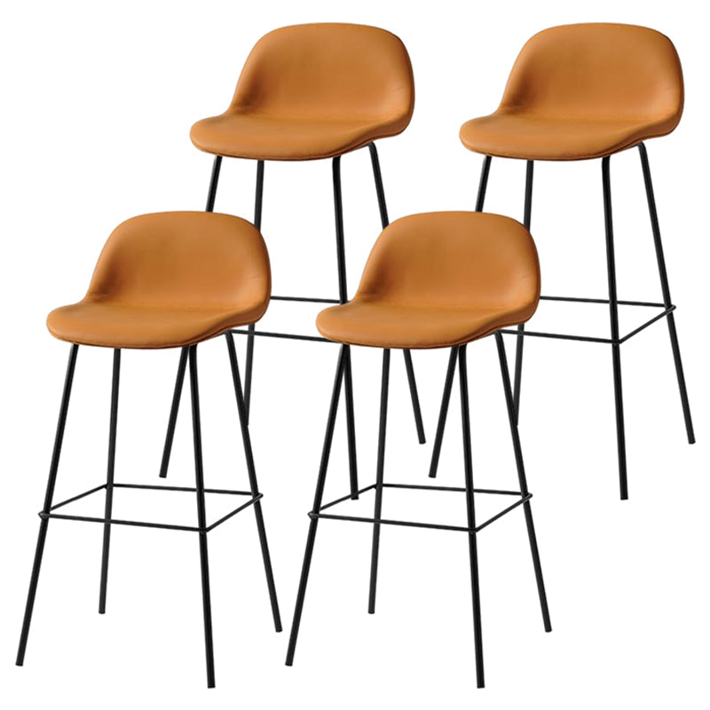 Modern Armless Backrest Counter Stool Iron Living Room Bar Stool with Pedal Brown 4 Piece Set Clearhalo 'Bar Furniture' 'Bar Stools' 'bar_stools' 'furn' 'furn_bar_stools' 'furniture_bar_stools' 'Kitchen & Dining Furniture' 'kitchen&dining_furn' 'kitchen' 'kitchen_furn' Furniture' 4512886