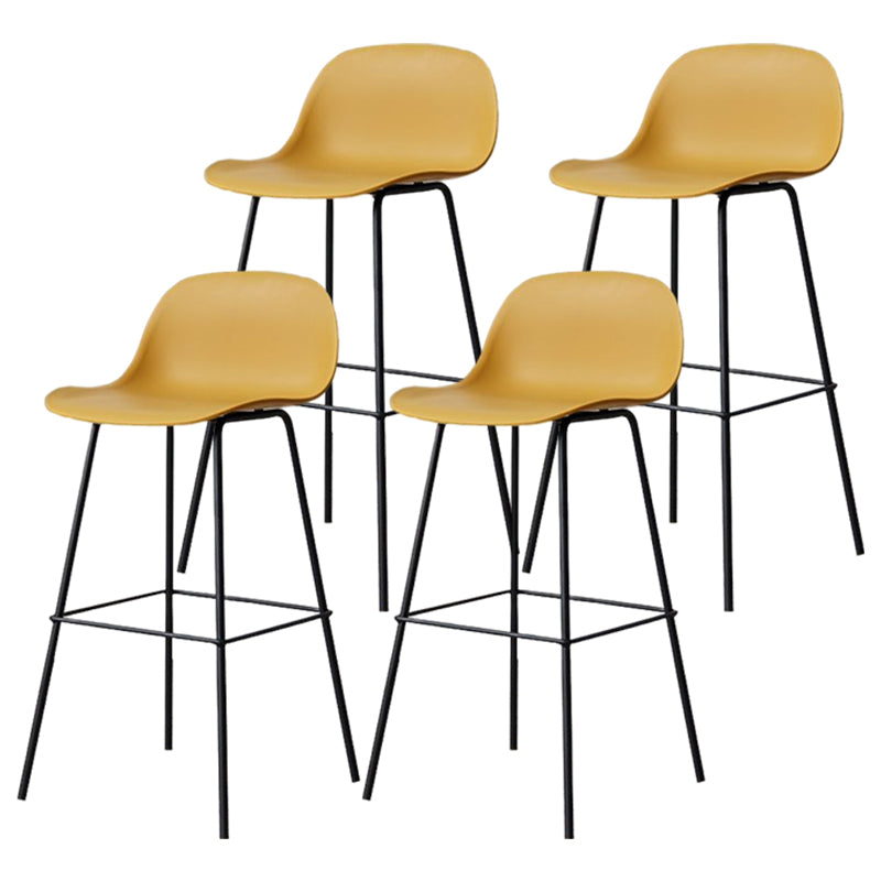 Modern Armless Backrest Counter Stool Iron Living Room Bar Stool with Pedal Yellow 4 Piece Set Clearhalo 'Bar Furniture' 'Bar Stools' 'bar_stools' 'furn' 'furn_bar_stools' 'furniture_bar_stools' 'Kitchen & Dining Furniture' 'kitchen&dining_furn' 'kitchen' 'kitchen_furn' Furniture' 4512889