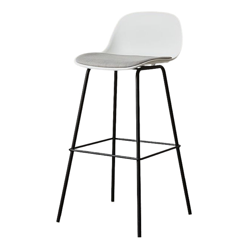 Modern Armless Backrest Counter Stool Iron Living Room Bar Stool with Pedal White-Gray 1 Piece Clearhalo 'Bar Furniture' 'Bar Stools' 'bar_stools' 'furn' 'furn_bar_stools' 'furniture_bar_stools' 'Kitchen & Dining Furniture' 'kitchen&dining_furn' 'kitchen' 'kitchen_furn' Furniture' 4512890