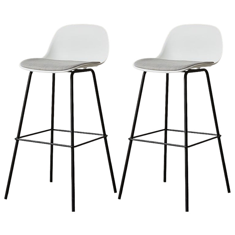 Modern Armless Backrest Counter Stool Iron Living Room Bar Stool with Pedal White-Gray 2 Piece Set Clearhalo 'Bar Furniture' 'Bar Stools' 'bar_stools' 'furn' 'furn_bar_stools' 'furniture_bar_stools' 'Kitchen & Dining Furniture' 'kitchen&dining_furn' 'kitchen' 'kitchen_furn' Furniture' 4512891