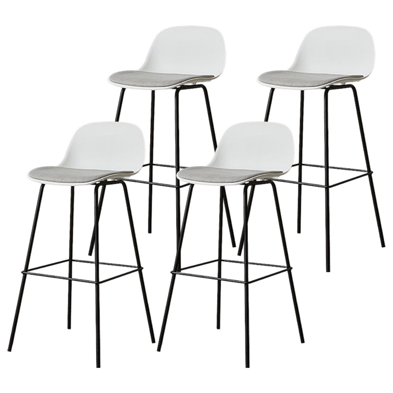 Modern Armless Backrest Counter Stool Iron Living Room Bar Stool with Pedal White-Gray 4 Piece Set Clearhalo 'Bar Furniture' 'Bar Stools' 'bar_stools' 'furn' 'furn_bar_stools' 'furniture_bar_stools' 'Kitchen & Dining Furniture' 'kitchen&dining_furn' 'kitchen' 'kitchen_furn' Furniture' 4512892