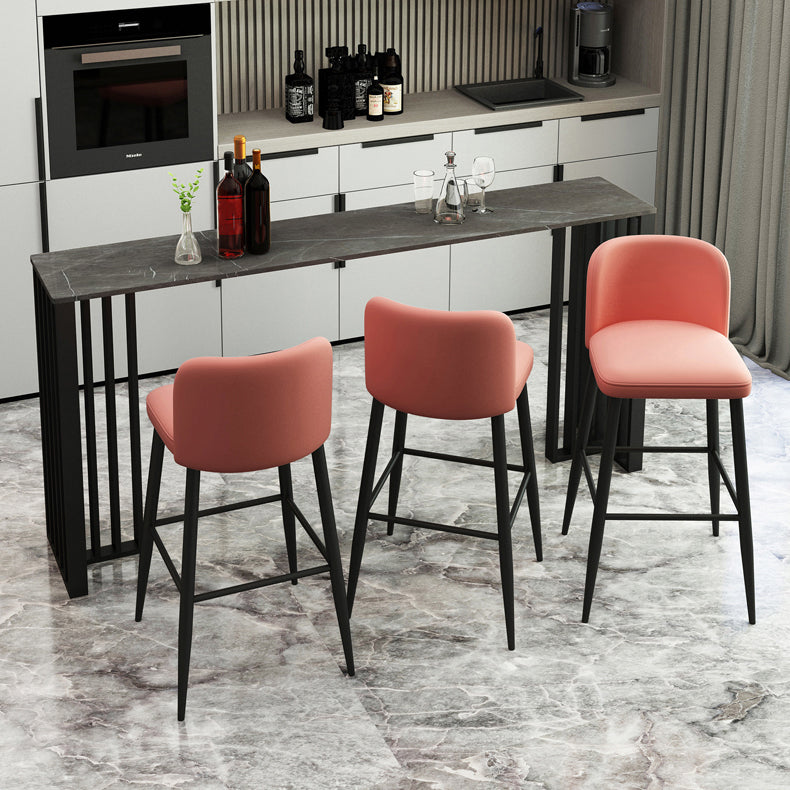 Modern Marble Table with Rectangle Table Top Black Double Pedestal Table - 42" H 70.9"L x 15.7"W x 41.3"H Grey Without Chairs Clearhalo 'Bar Furniture' 'Bar Tables' 'bar_tables' 'furn' 'furn_bar_tables' 'Furniture' 'furniture_bar_tables' 'Kitchen & Dining Furniture' 4512895