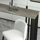 Modern Marble Table with Rectangle Table Top Black Double Pedestal Table - 42" H Clearhalo 'Bar Furniture' 'Bar Tables' 'bar_tables' 'furn' 'furn_bar_tables' 'Furniture' 'furniture_bar_tables' 'Kitchen & Dining Furniture' 4512901