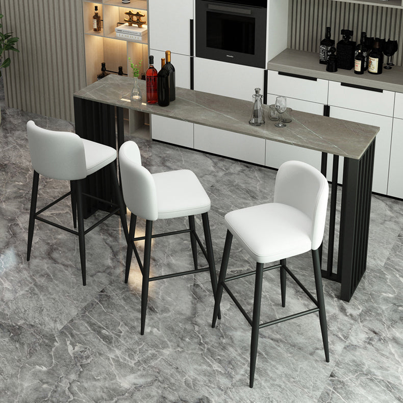Modern Marble Table with Rectangle Table Top Black Double Pedestal Table - 42" H Clearhalo 'Bar Furniture' 'Bar Tables' 'bar_tables' 'furn' 'furn_bar_tables' 'Furniture' 'furniture_bar_tables' 'Kitchen & Dining Furniture' 4512904