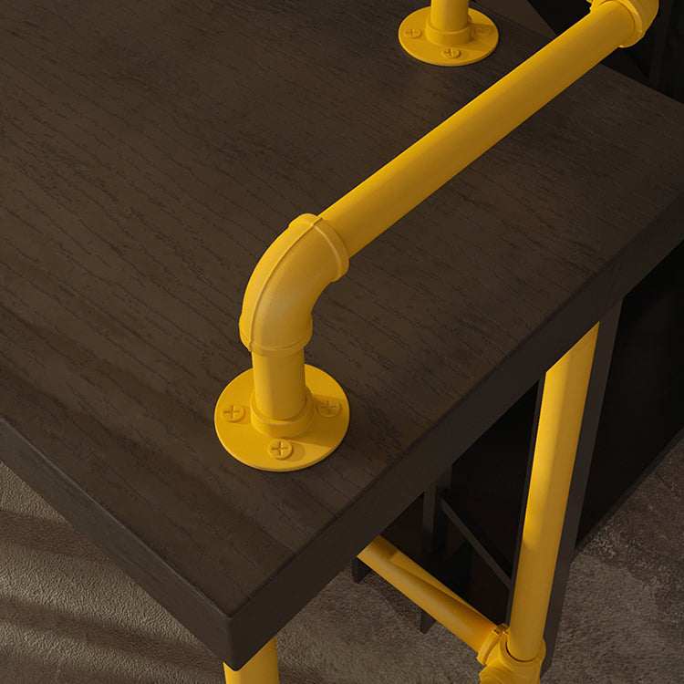 Industrial Wood Pub Table with Rectangle Table Top Yellow Trestle Table - 42" H Clearhalo 'Bar Furniture' 'Bar Tables' 'bar_tables' 'furn' 'furn_bar_tables' 'Furniture' 'furniture_bar_tables' 'Kitchen & Dining Furniture' 4512929