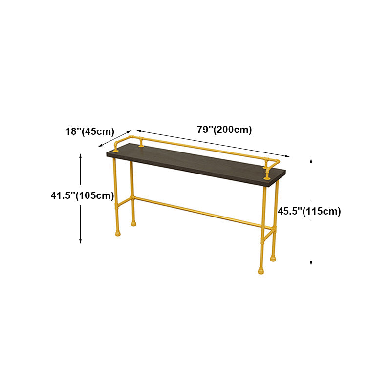 Industrial Wood Pub Table with Rectangle Table Top Yellow Trestle Table - 42" H Clearhalo 'Bar Furniture' 'Bar Tables' 'bar_tables' 'furn' 'furn_bar_tables' 'Furniture' 'furniture_bar_tables' 'Kitchen & Dining Furniture' 4512938