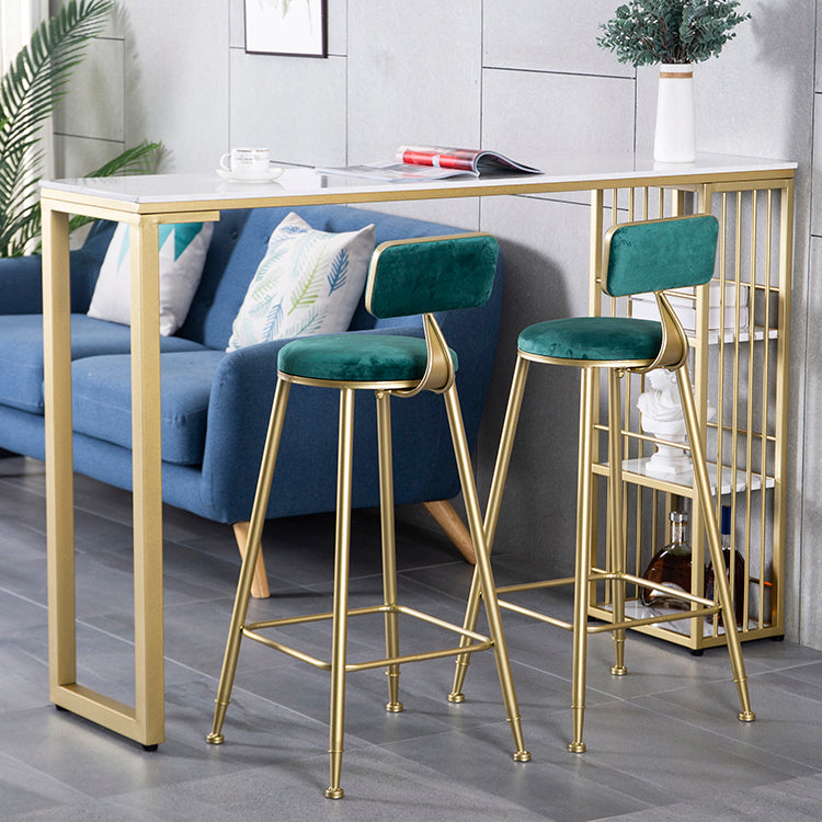 Marble Bistro Table with Rectangle Table Top Double Pedestal Table - 41.3" H 47.2"L x 15.7"W x 41.3"H White-Gold Stone Clearhalo 'Bar Furniture' 'Bar Tables' 'bar_tables' 'furn' 'furn_bar_tables' 'Furniture' 'furniture_bar_tables' 'Kitchen & Dining Furniture' 4512941