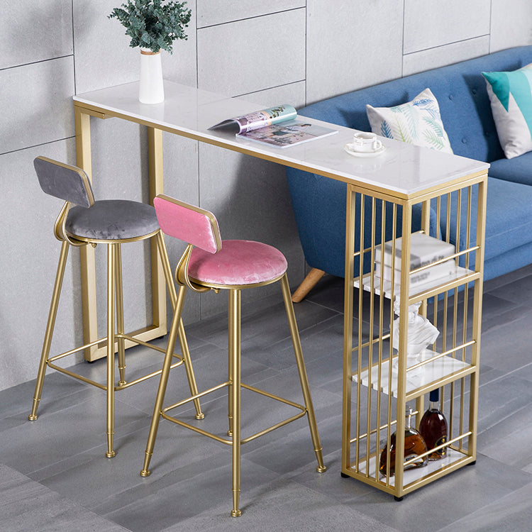 Marble Bistro Table with Rectangle Table Top Double Pedestal Table - 41.3" H Clearhalo 'Bar Furniture' 'Bar Tables' 'bar_tables' 'furn' 'furn_bar_tables' 'Furniture' 'furniture_bar_tables' 'Kitchen & Dining Furniture' 4512954