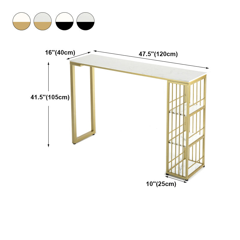 Marble Bistro Table with Rectangle Table Top Double Pedestal Table - 41.3" H Clearhalo 'Bar Furniture' 'Bar Tables' 'bar_tables' 'furn' 'furn_bar_tables' 'Furniture' 'furniture_bar_tables' 'Kitchen & Dining Furniture' 4512956